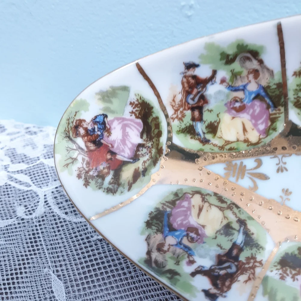 1890s Hand Painted Royal Vienna Oval Portrait Plate Bon Bon Dish Beehive Mark